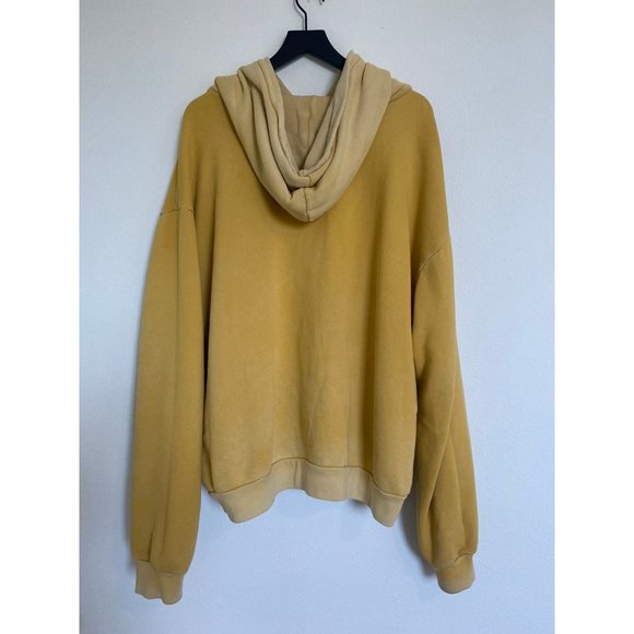 Bossi Cowboy Hoodie Mustard Western Print Oversized Mens XL Yellow Unisex Loose - Picture 14 of 14